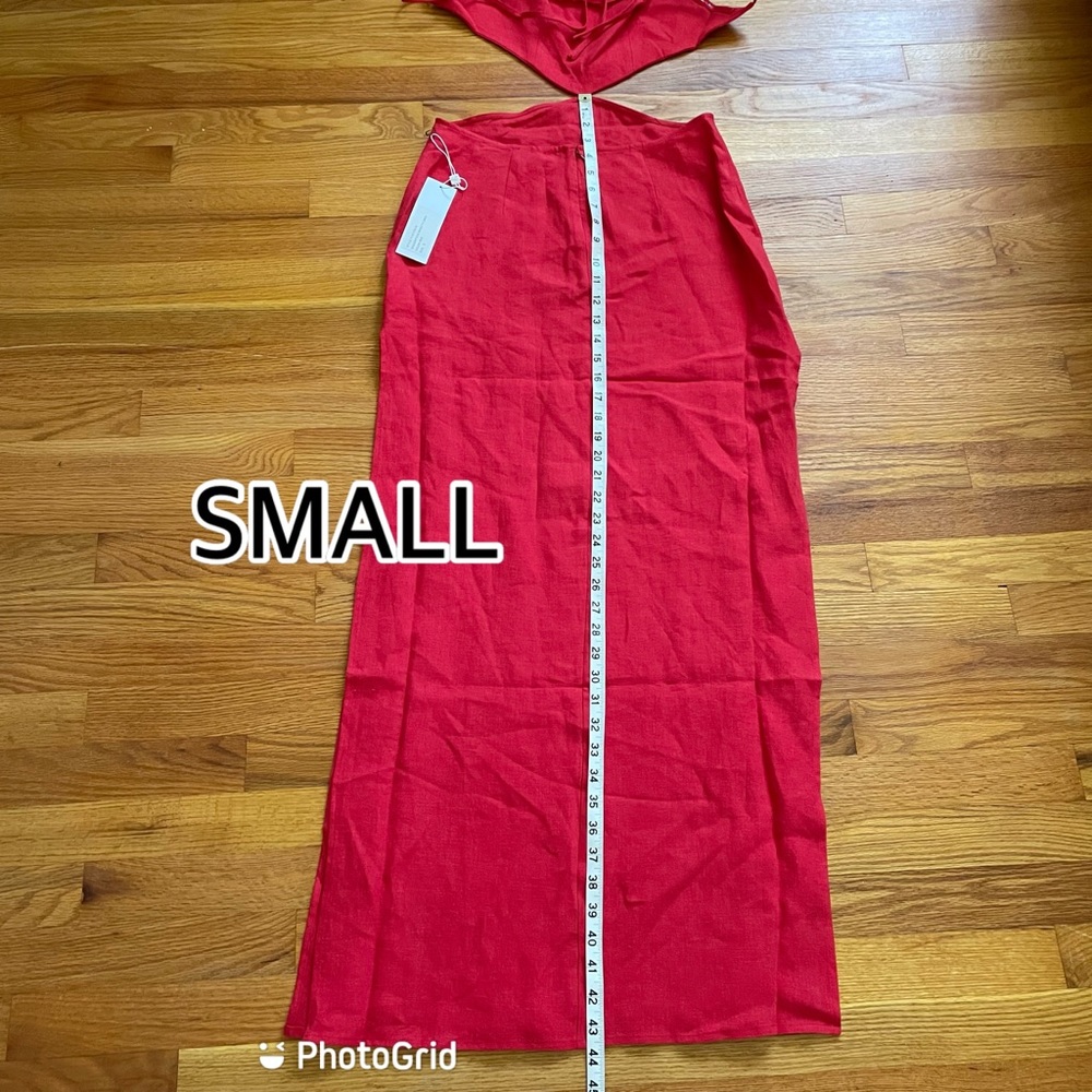 Ronny Kobo Red Marietta Cutout Linen Halterneck Maxi Dress - Picture 5 of 13